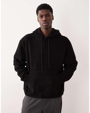 ASOS Relaxed Borg Hoodie - Black