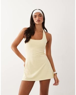 4505 Active Halter Neck Tennis Dress With Under Shorts - Natural