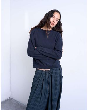 TOPSHOP Gebreide Trui Met Knopen Aan De Achterkant - Blauw