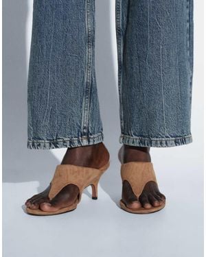 ASOS Ttya Lab Mid Heeled Toe Thongs - Blue