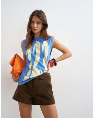 TOPSHOP '123' Sleeveless Tank Top - Blue