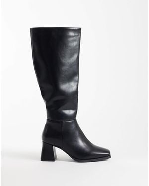 SEQWL Wide Fit Fisher Block Heel Knee Boots - Black