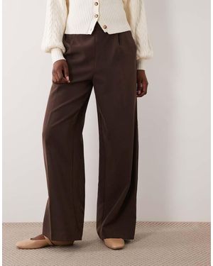 New Look Wide Leg Pull On Trouser - Brown