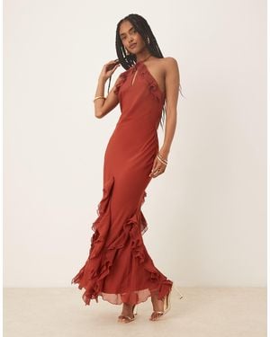 Pretty Lavish – sofia – neckholder-maxikleid - Rot