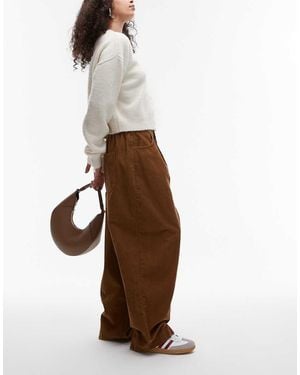 TOPSHOP Cord Balloon Leg Trousers - Brown