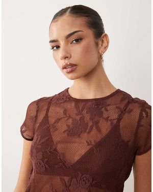 ASOS Baby Tee Van Gehaakt Gebloemd Kant - Bruin