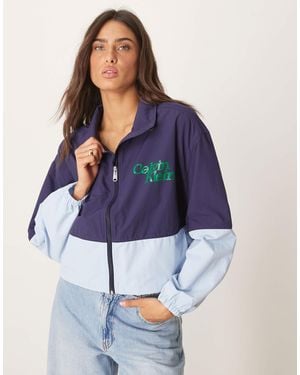 Calvin Klein Cropped Colourblock Windbreaker - Blue