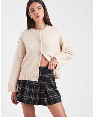 ASOS Elegante Geruite Geplooide Minirok - Naturel