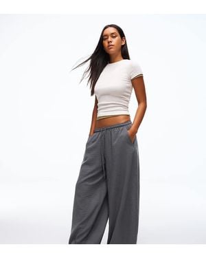Bershka Tall Rustic Sarouel Trousers - Grey