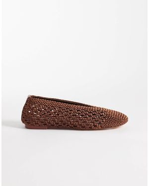Public Desire Public Desire Dylan Wide Fit Woven Ballet Flats - Brown