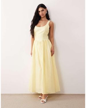 Bardot Lawrence Ramie Cotton Scoop Neck Corset Detail Maxi Dress - Natural