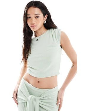 4th & Reckless Double Layered Slinky Structured Sleeveless Top Co-ord - Green