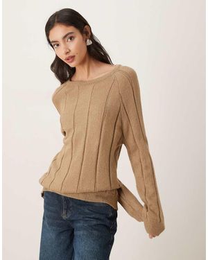 ASOS Fluffy Knitted Jumper With Wide Rib Setting - Blue
