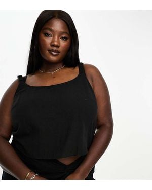 Simply Be Linen Look Bralet - Black