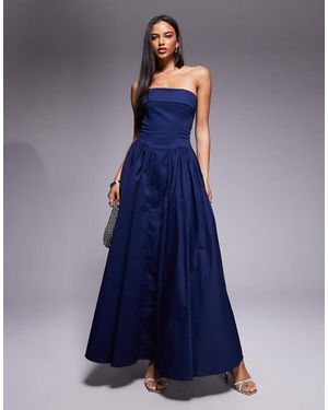 TFNC London Cotton Strapless Full Skirt Maxi Dress - Blue
