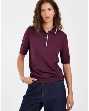 GANT Fitted Contrast Tipped Polo Shirt - Purple