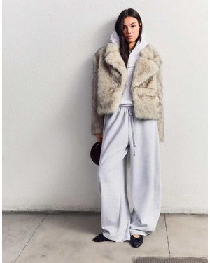 Bershka Faux Fur Jacket - Grey