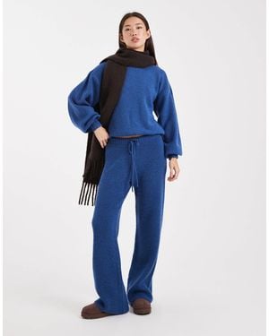 ASOS Ribbed Wide Leg Knitted Trouser Co-ord - Blue