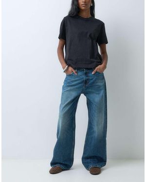 Weekday Missy Jeans A Vita Bassa Loose Fit - Blu