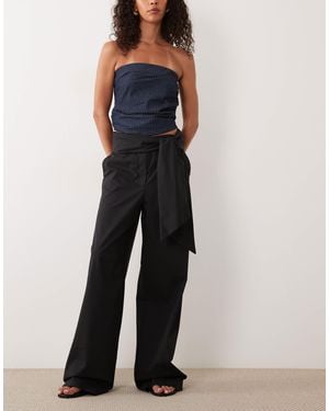 Mango Tie Waist Tailored Pants - Blue