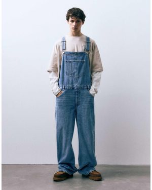 Pull&Bear – jeans-latzhose - Blau