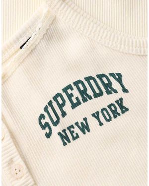 Superdry Athletic Essentials Graphic Button Cami Top - Natural