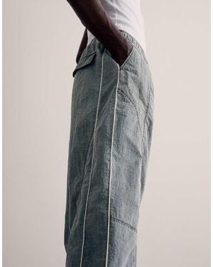 Bershka Super Baggy Technical Trousers - Blue