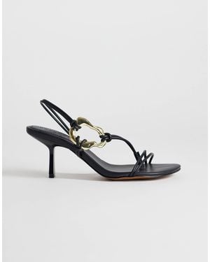 TOPSHOP Nova Strappy Mid Heeled Sandal With Hardware - Metallic