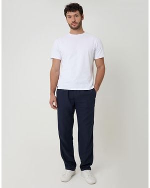 Threadbare Linen Blend Drawcord Trousers - White