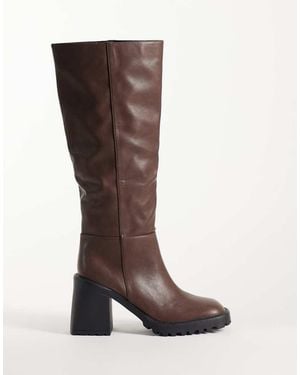 Raid Carnie Block Heel Knee Boots - Brown