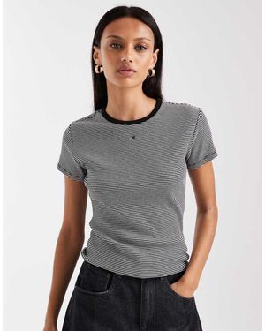 Tommy Hilfiger Slim Rib Ringer T-shirt - Grey