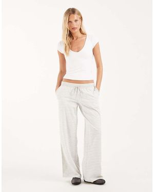 Hollister Pantalones De Pernera Ancha A Rayas Grises - Blanco