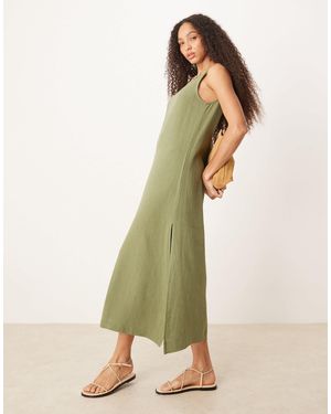 ASOS – midikleid aus leinen - Grün
