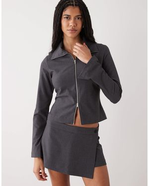 Weekday 2-way Zip Shirt - Gray