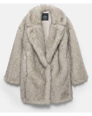 Pull&Bear Faux Fur Coat - Grey