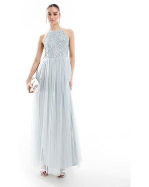 Maya Embellished Halter Neck Maxi Bridesmaid Dress - White