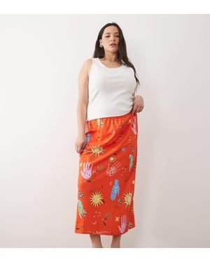 Never Fully Dressed Dorris Satin Maxi Skirt - Red
