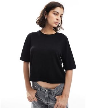 Vero Moda Knitted Boxy T-Shirt - Black