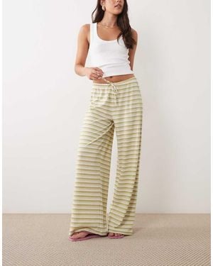Gina Tricot Supersoft Jersey Wide Leg Trousers With Drawstring Waist - Natural