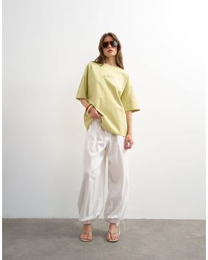 TOPSHOP 'Amalfi' Embroidered Graphic Oversized Tee - White