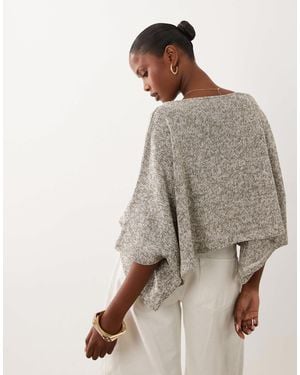 ASOS Textured Knit Cape Sleeve Top - Gray