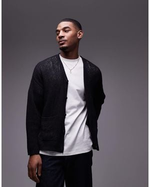 TOPMAN Knitted Crochet Cardigan - Blue