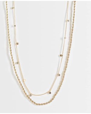 ASOS Asos Design Curve Set Van 2 Kettingen Met Gedraaide Schakel En Strassdetail - Metallic