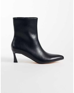 London Rebel Claudia Kitten Heel Mid Ankle Boots - Blue