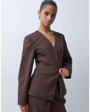 4th & Reckless Blazer-kombiteil mit cocoon-ärmeln und taillierter taille - Braun