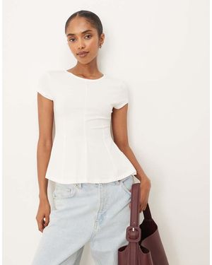 Gina Tricot Short Sleeve Jersey Peplum Top - White