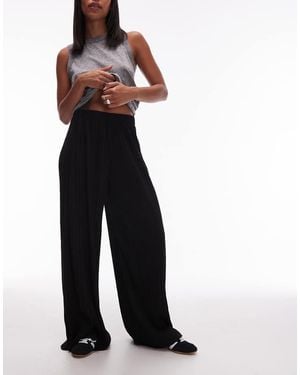 TOPSHOP Crinkle Wide Leg Trousers - Blue