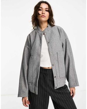 Noisy May Brushed Bomber Jacket - Grey