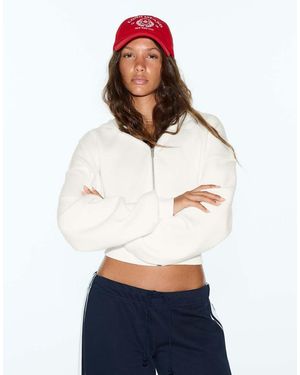 Bershka Hoodie Met Rits En Ceintuur - Wit