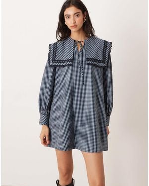 Glamorous Square Neck Collar Smock Mini Dress - Blue